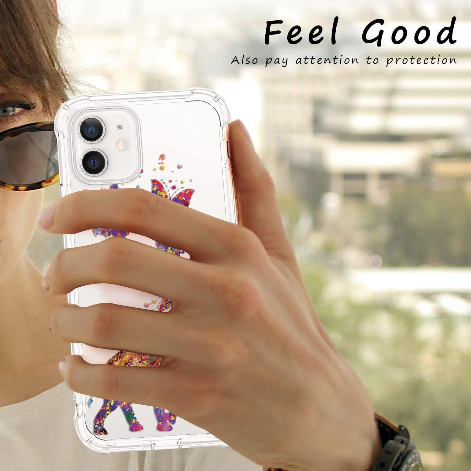 Funda Transparente para iPhone 12/12 Pro BEIMEITU Elefante Mariposa