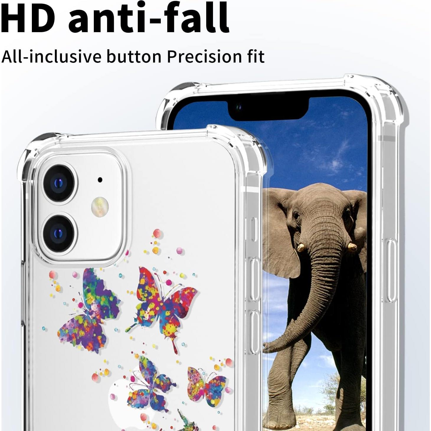 Funda Transparente para iPhone 12/12 Pro BEIMEITU Elefante Mariposa