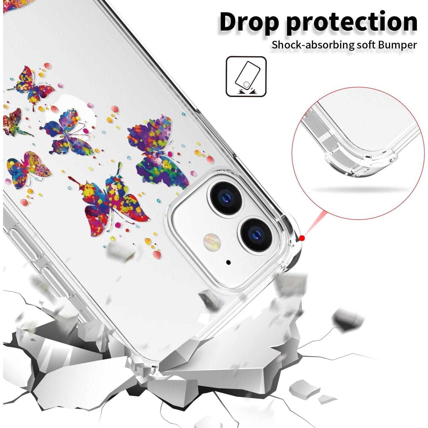 Funda Transparente para iPhone 12/12 Pro BEIMEITU Elefante Mariposa