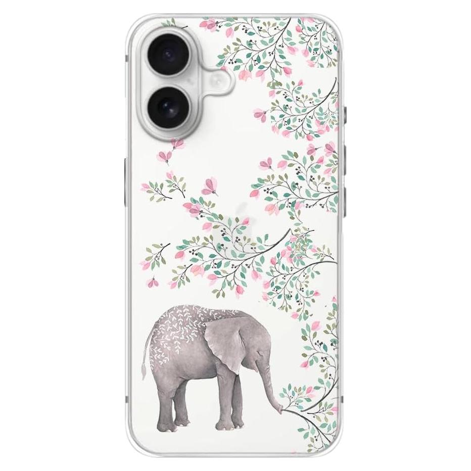 Funda TPU iPhone 16 6.1" Funda Elegante Elefante Floral