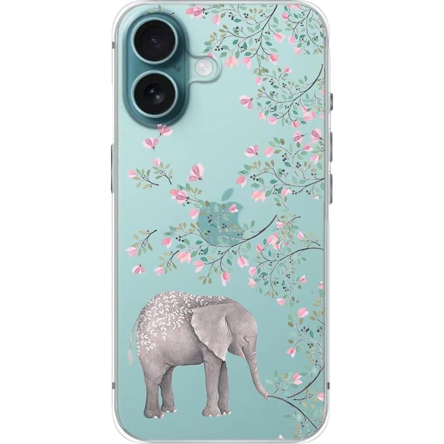 Funda TPU iPhone 16 6.1" Funda Elegante Elefante Floral