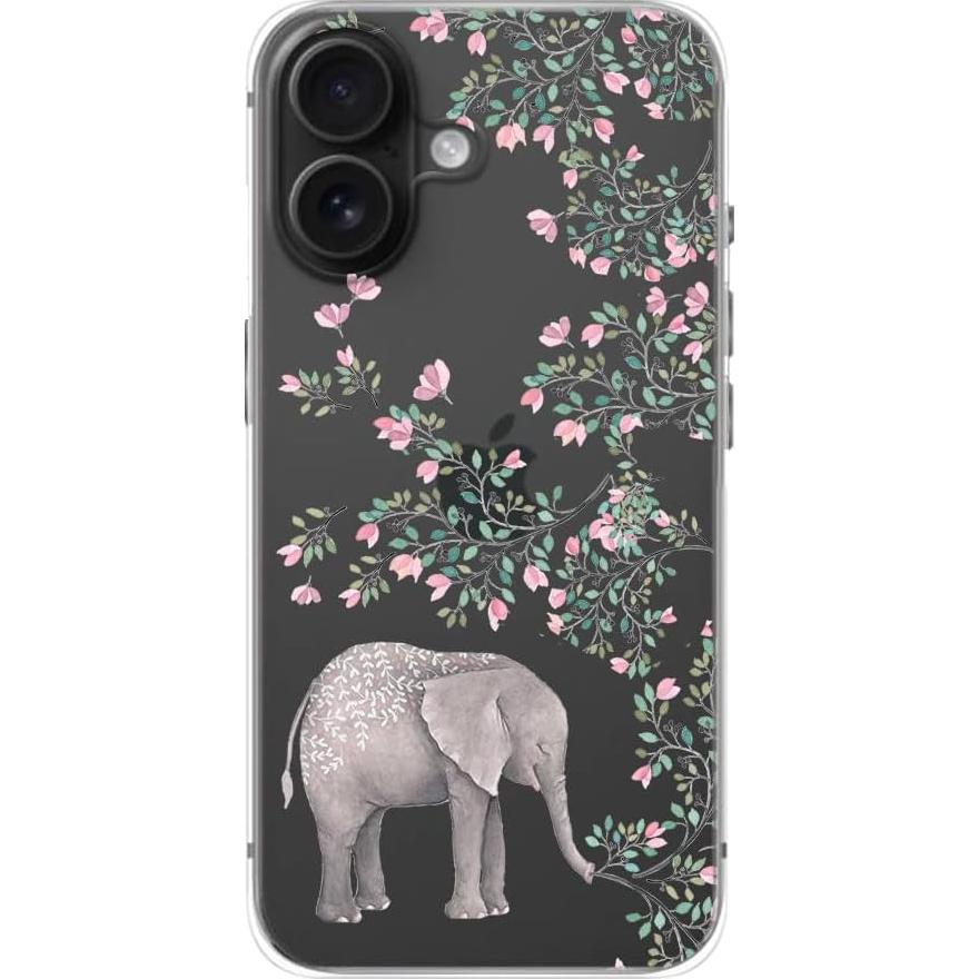 Funda TPU iPhone 16 6.1" Funda Elegante Elefante Floral