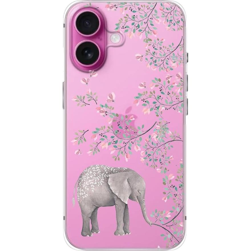 Funda TPU iPhone 16 6.1" Funda Elegante Elefante Floral
