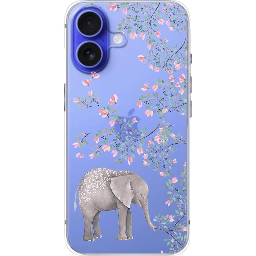 Funda TPU iPhone 16 6.1" Funda Elegante Elefante Floral