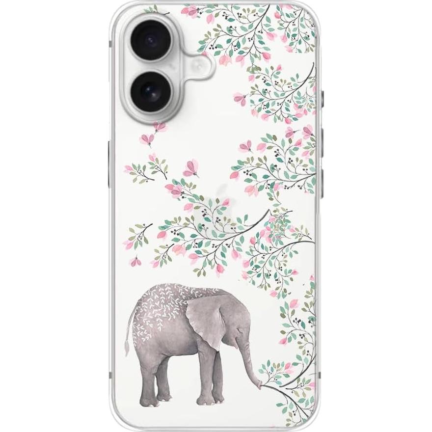 Funda TPU iPhone 16 6.1" Funda Elegante Elefante Floral