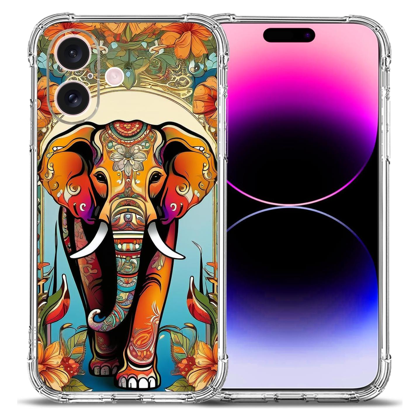 Funda TPU para iPhone 16 Beaucov, Flores Naranja, Antigolpes