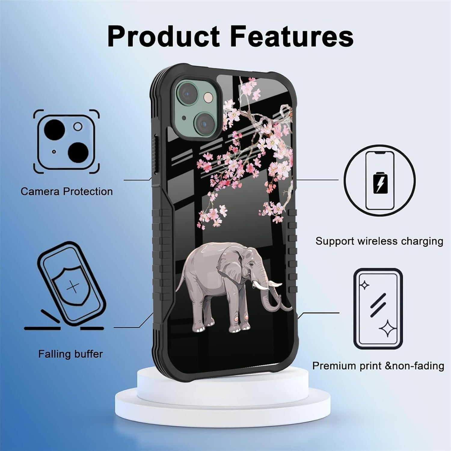 Funda Antideslizante Impermeable HEVIGO para iPhone 14/13 Elefante