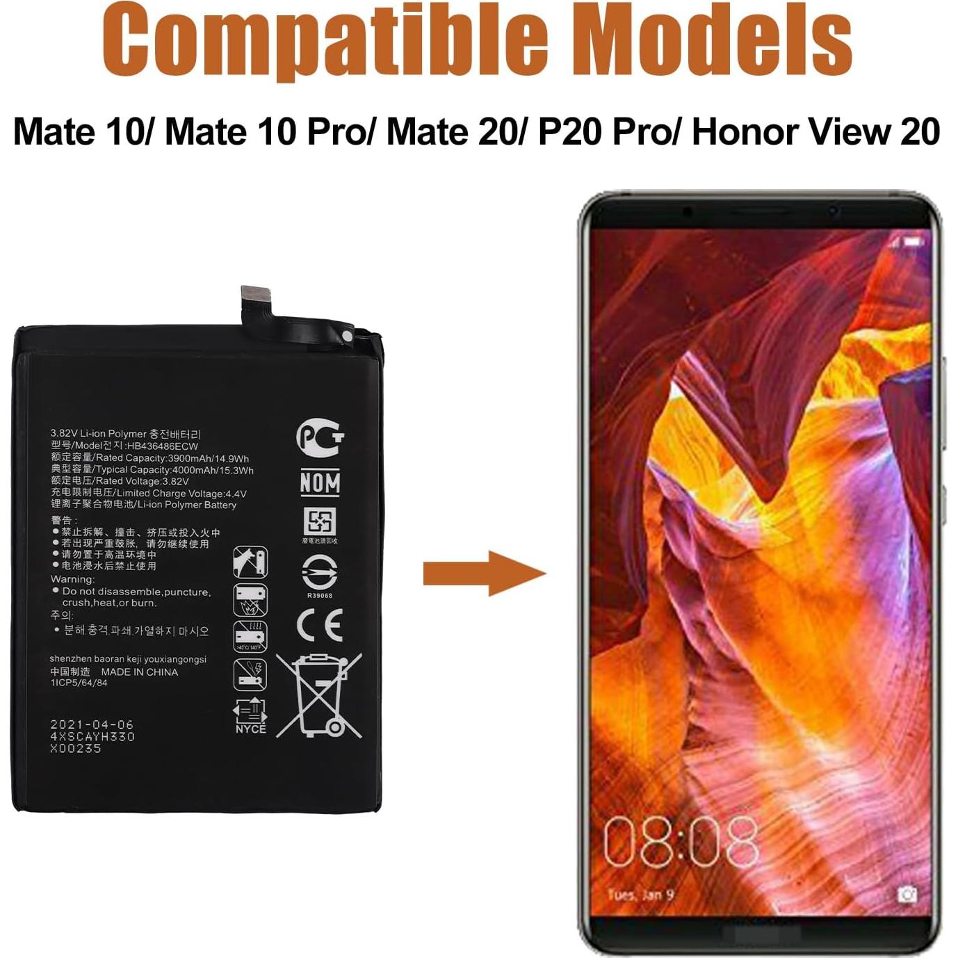 Batería Duotipa HB436486ECW para Huawei Mate 10/20 y P20 Pro