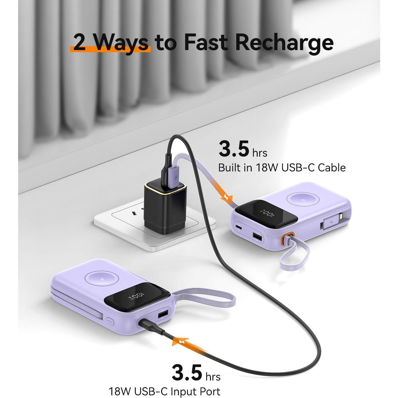 Cargador Portátil Kuulaa 10000mAh Carga Rápida 22.5W