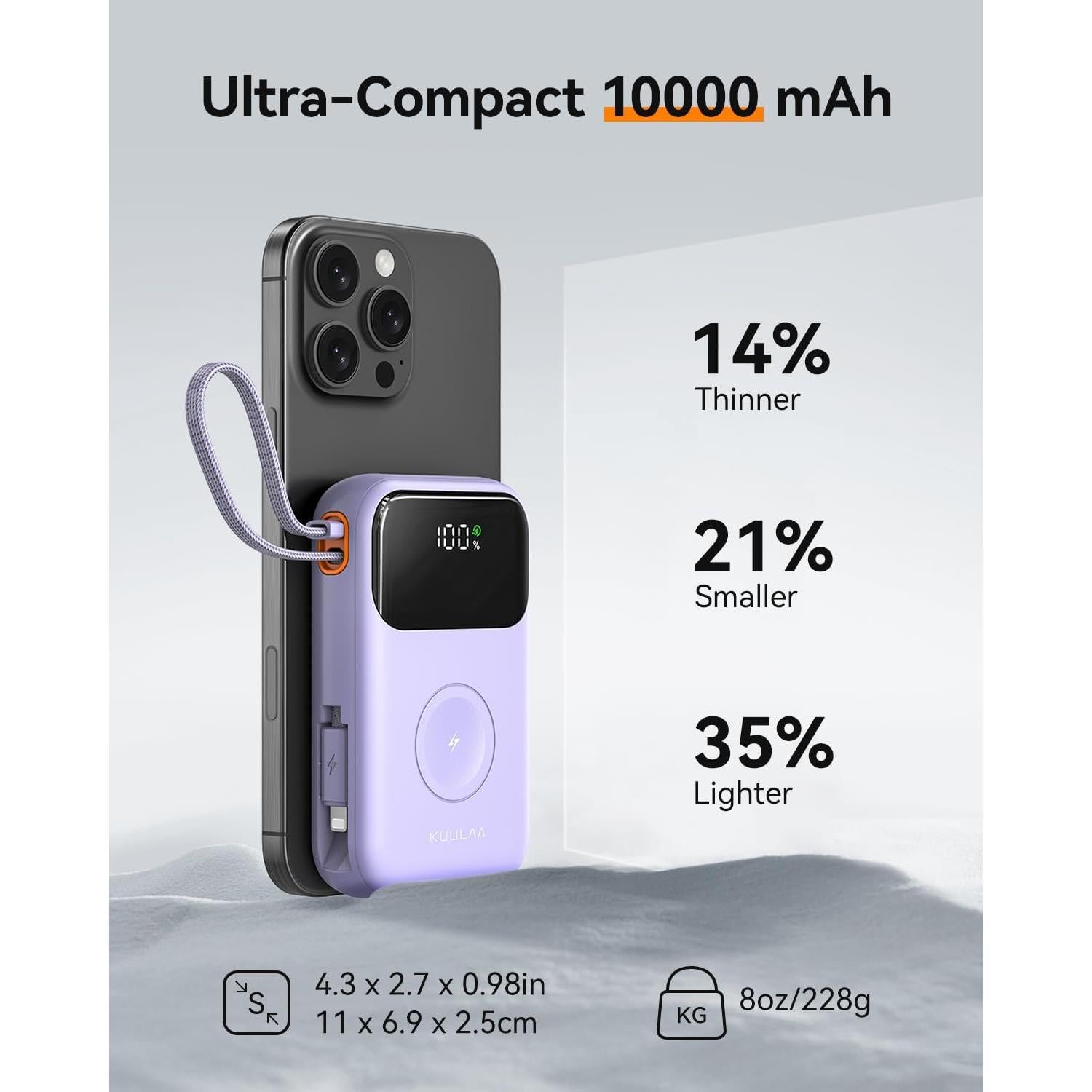 Cargador Portátil Kuulaa 10000mAh Carga Rápida 22.5W