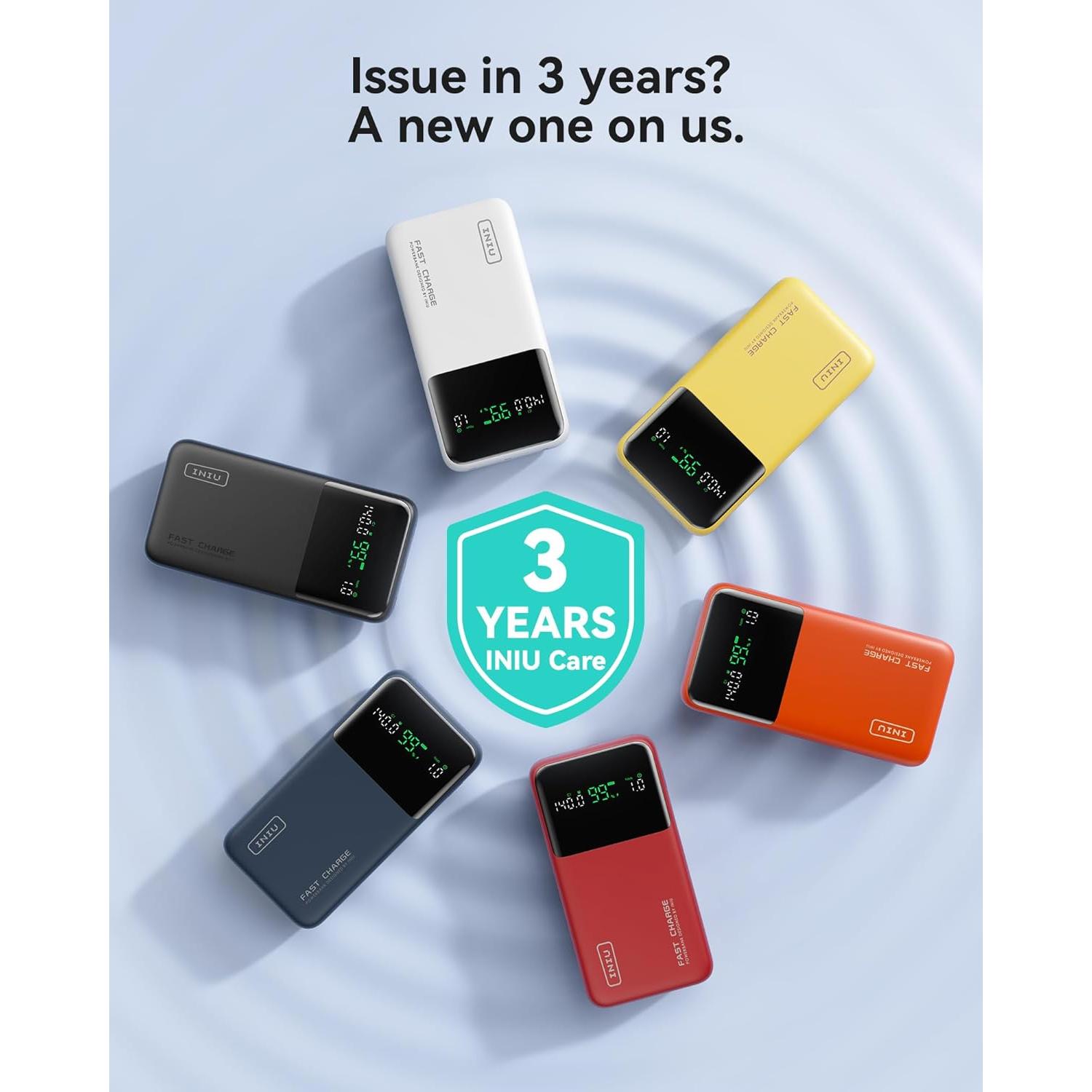 Batería Externa INIU 25000mAh 140W Cargador Portátil USB-C Rojo