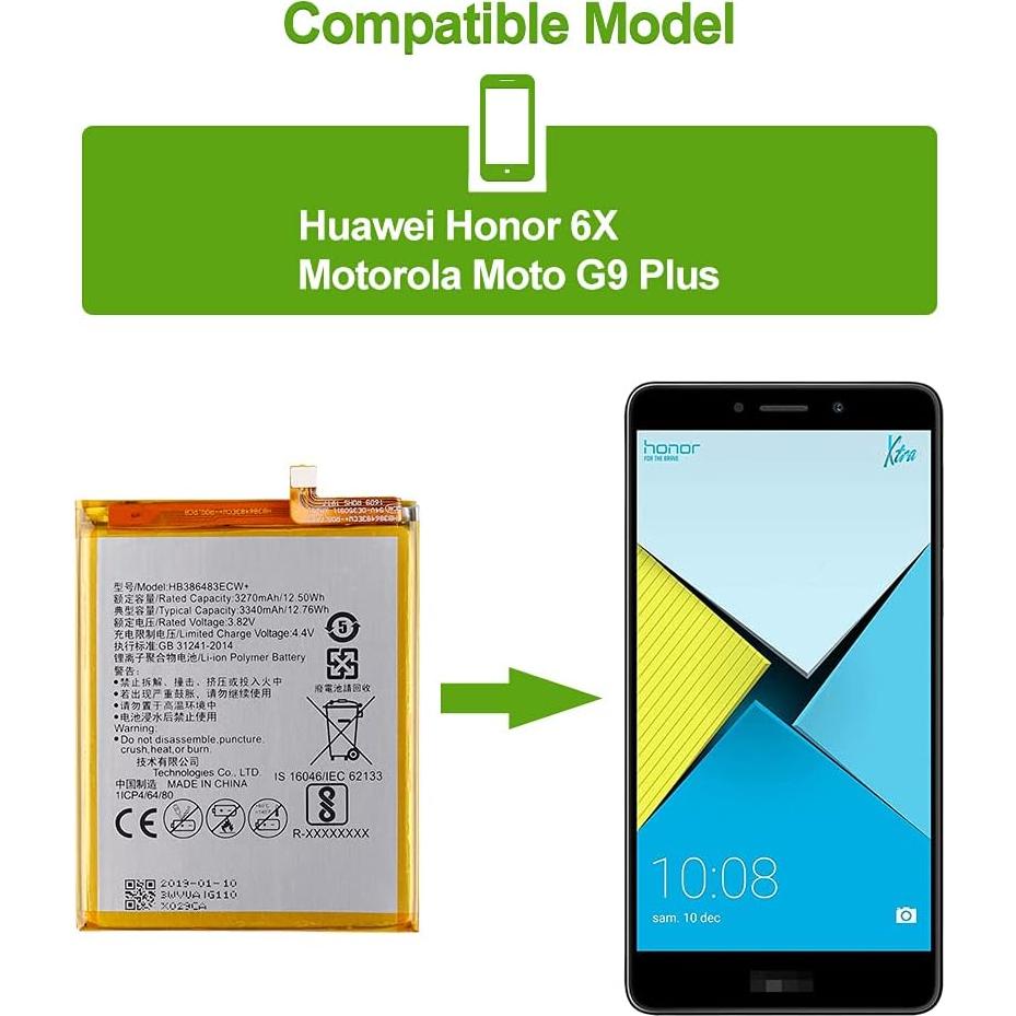 Batería de Reemplazo Huawei Honor 6X G9 Plus Nova Plus 3340mAh