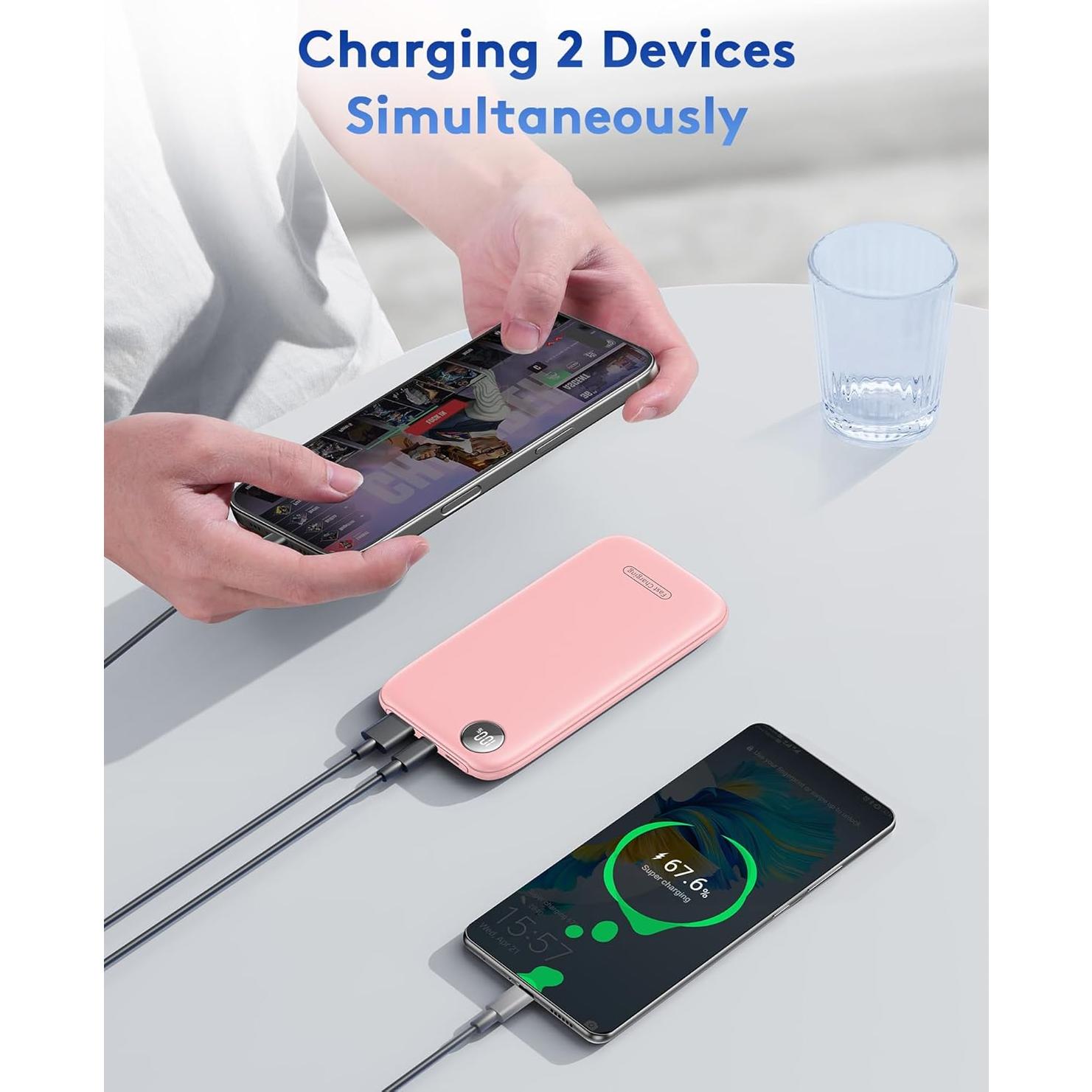 Powerbank Carga Rápida 10000mAh Rosa USB-C 4.5A