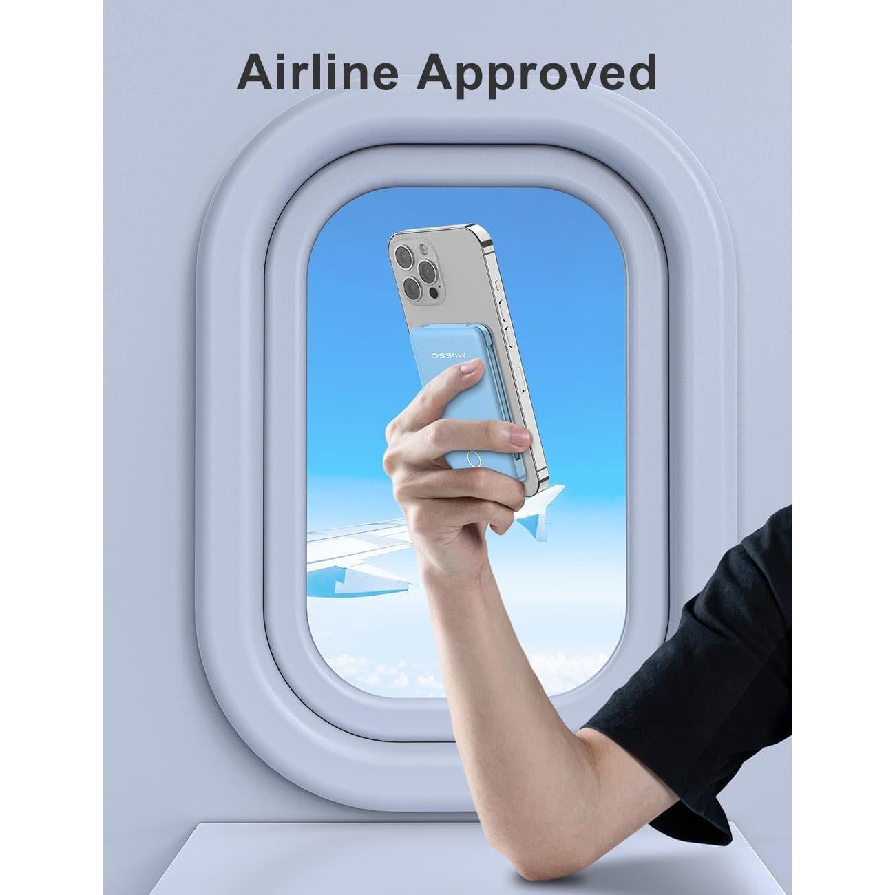 Banco de Energía 6000mAh Azul con Cables USB C Incorporados