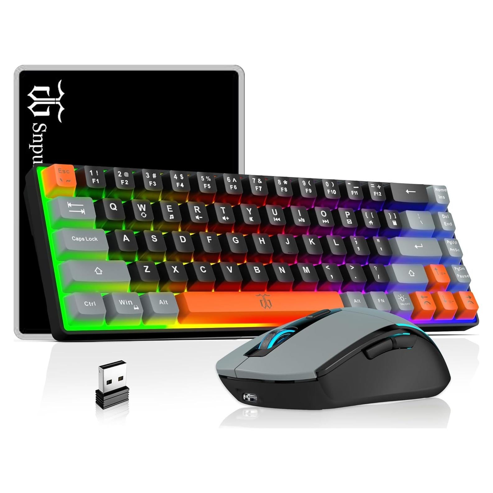 Combo Teclado y Ratón Inalámbrico Snpurdiri 60% RGB