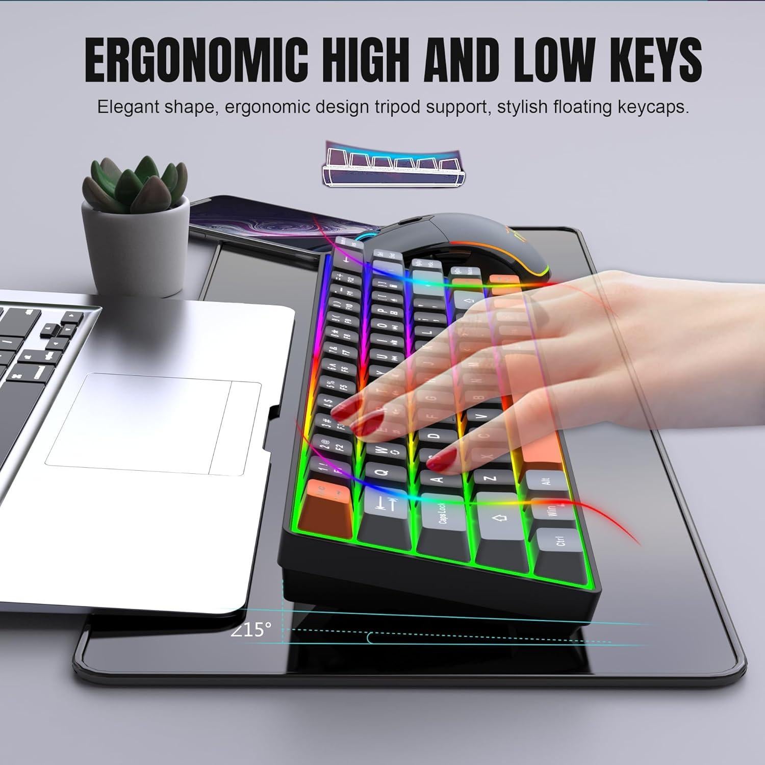 Combo Teclado y Ratón Inalámbrico Snpurdiri 60% RGB