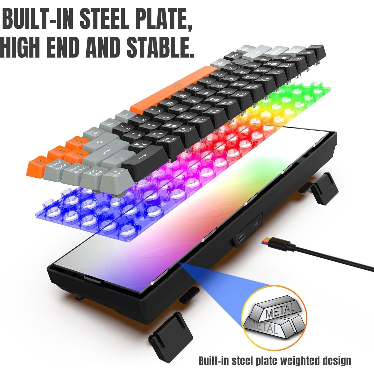 Combo Teclado y Ratón Inalámbrico Snpurdiri 60% RGB