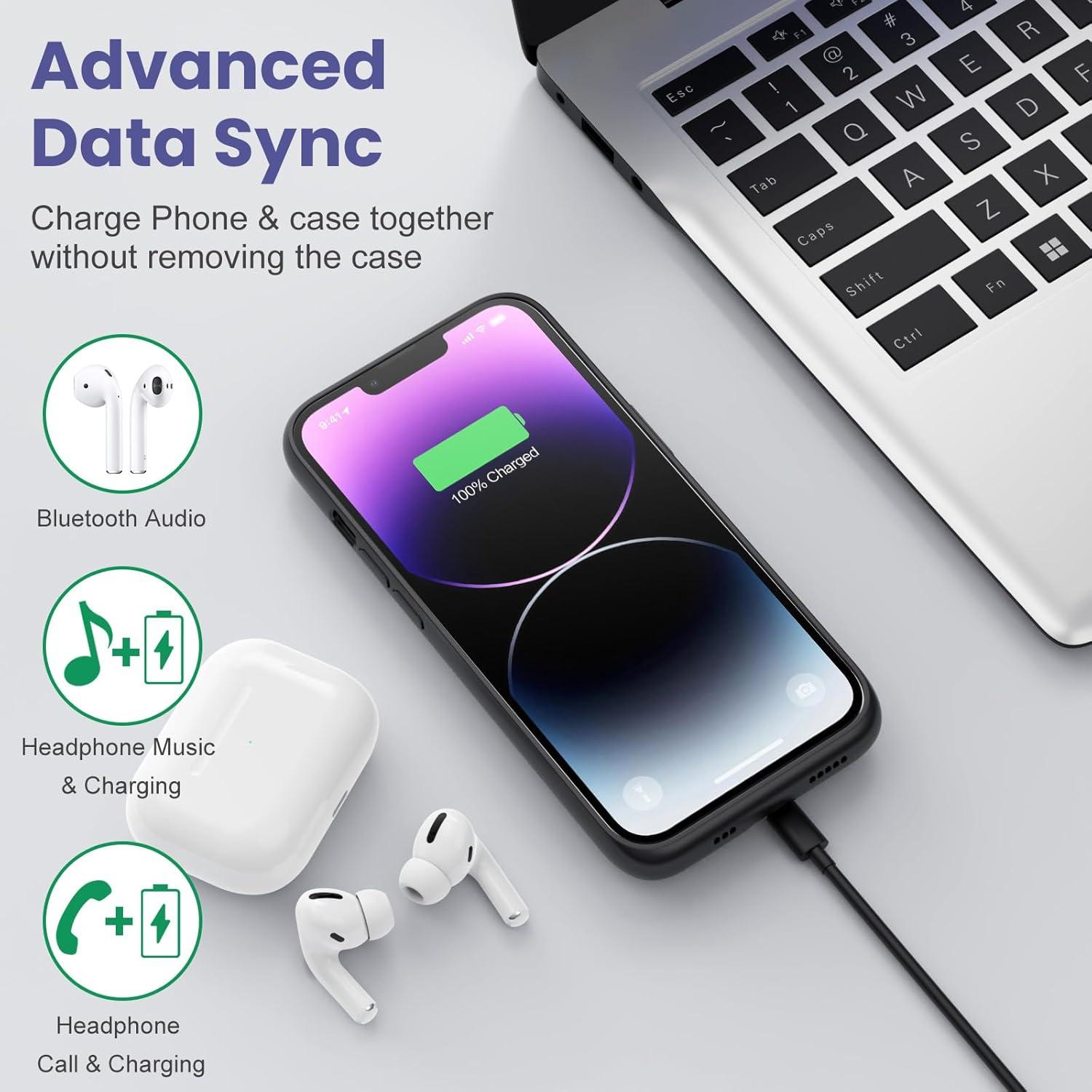 Funda de Batería Feob 7500mAh para iPhone 13/13 Pro/14 - Negro