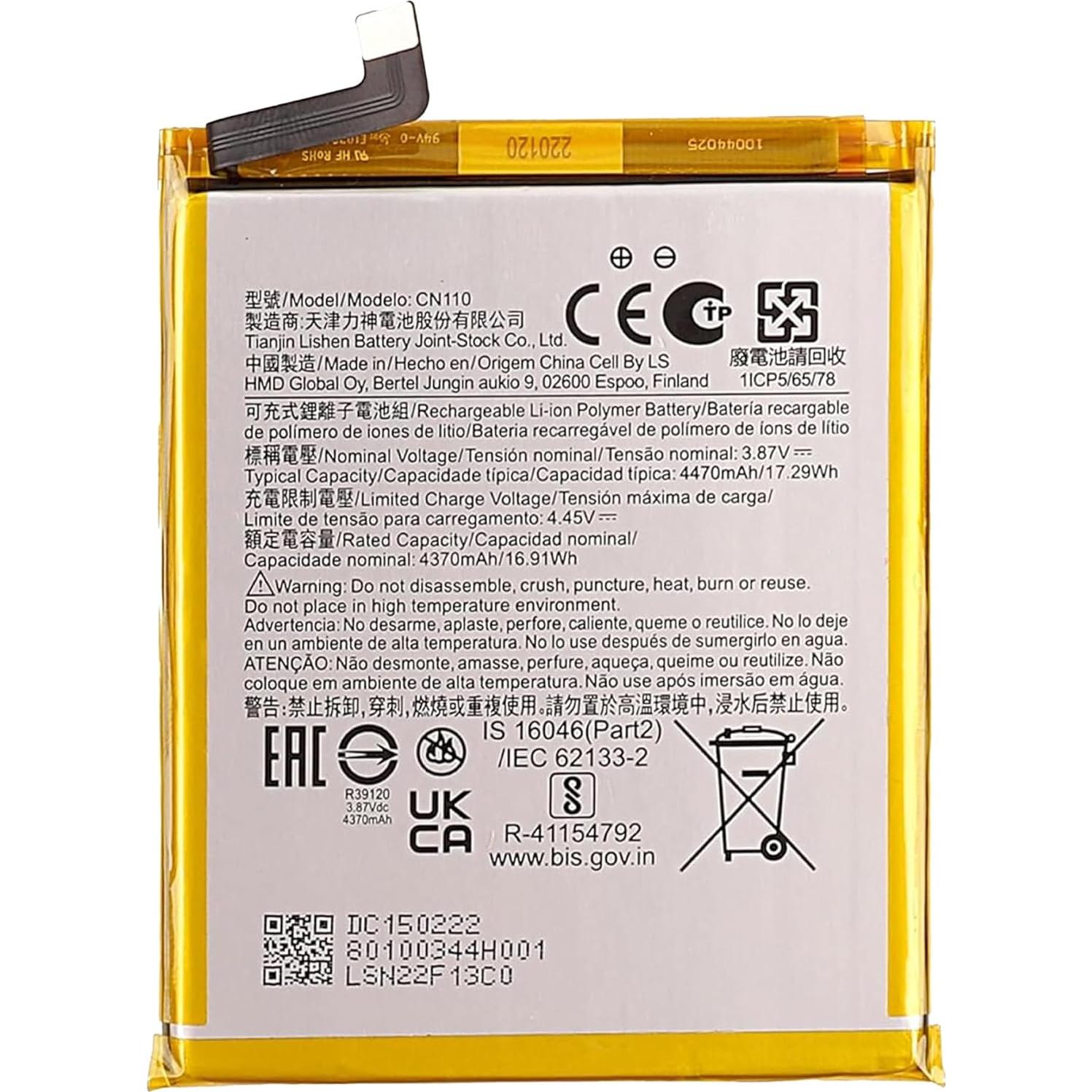 Batería Recargable CN110 para Nokia X20/X20 5G/X10 4370 mAh