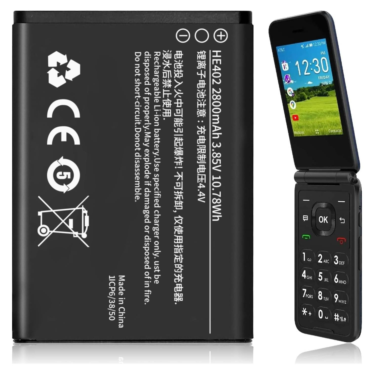 Batería de Reemplazo HE402 2800mAh para Nokia 2760 Flip