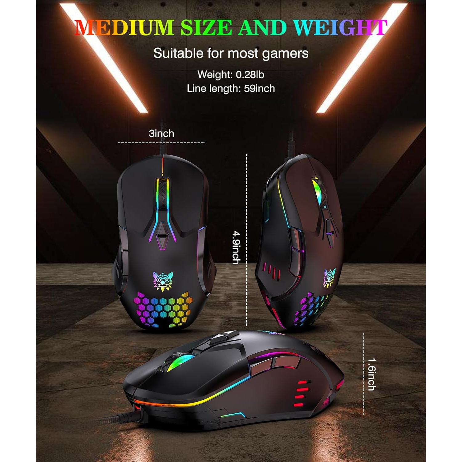 Ratón Gaming ONIKUMA CW902 Negro RGB Ergonómico 7 Botones