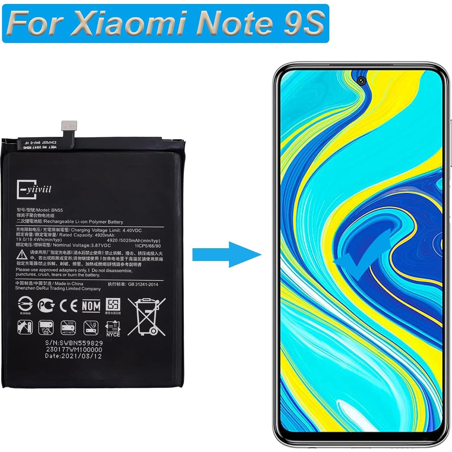 Batería de Reemplazo BN55 para Xiaomi Note 9S 4920mAh