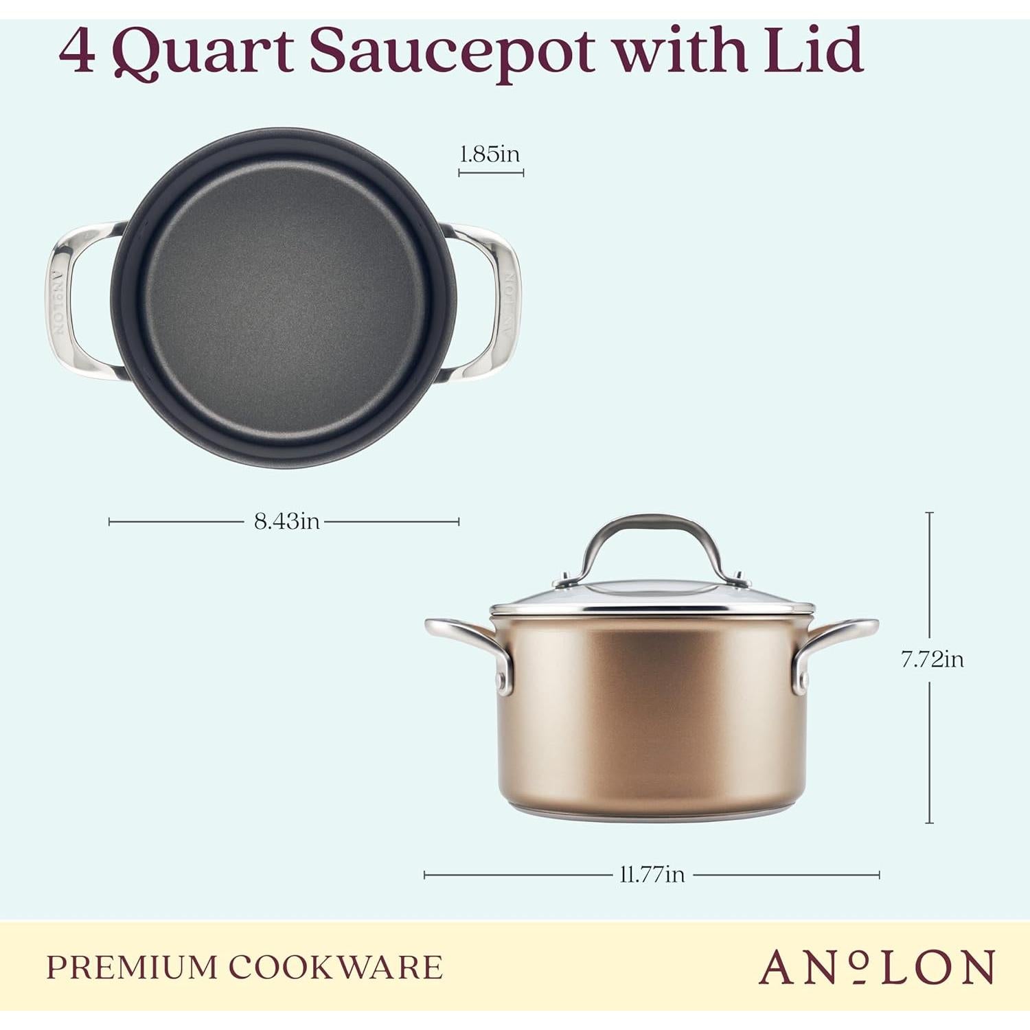 Cacerola Anolon Ascend 4 Cuartos Antiadherente Bronce