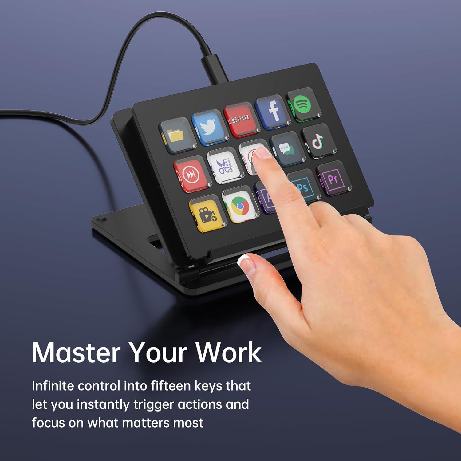 Controlador de Streaming Yinker LZK1 15 Teclas LCD Personalizables