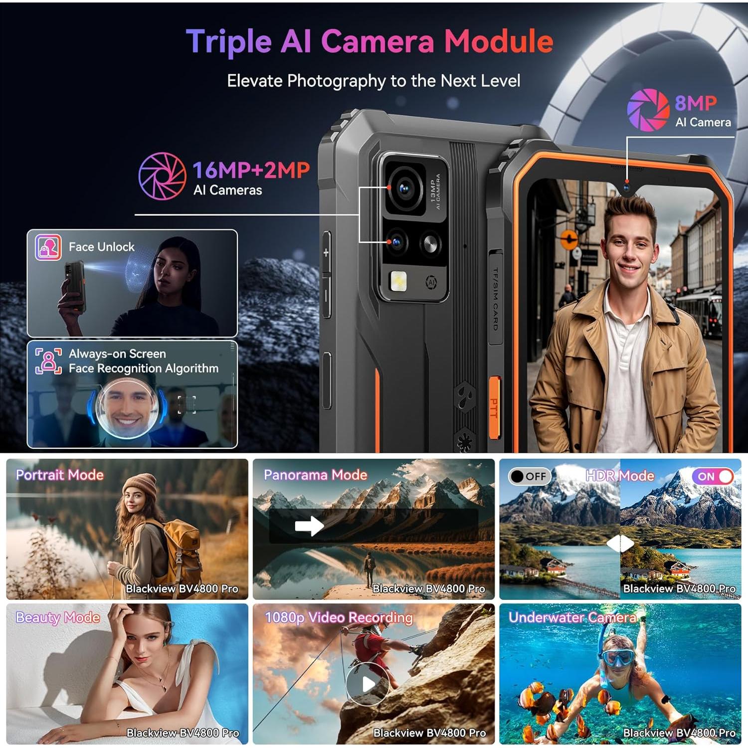 Smartphone Blackview BV4800 Pro 12GB RAM 128GB Verde Resistente