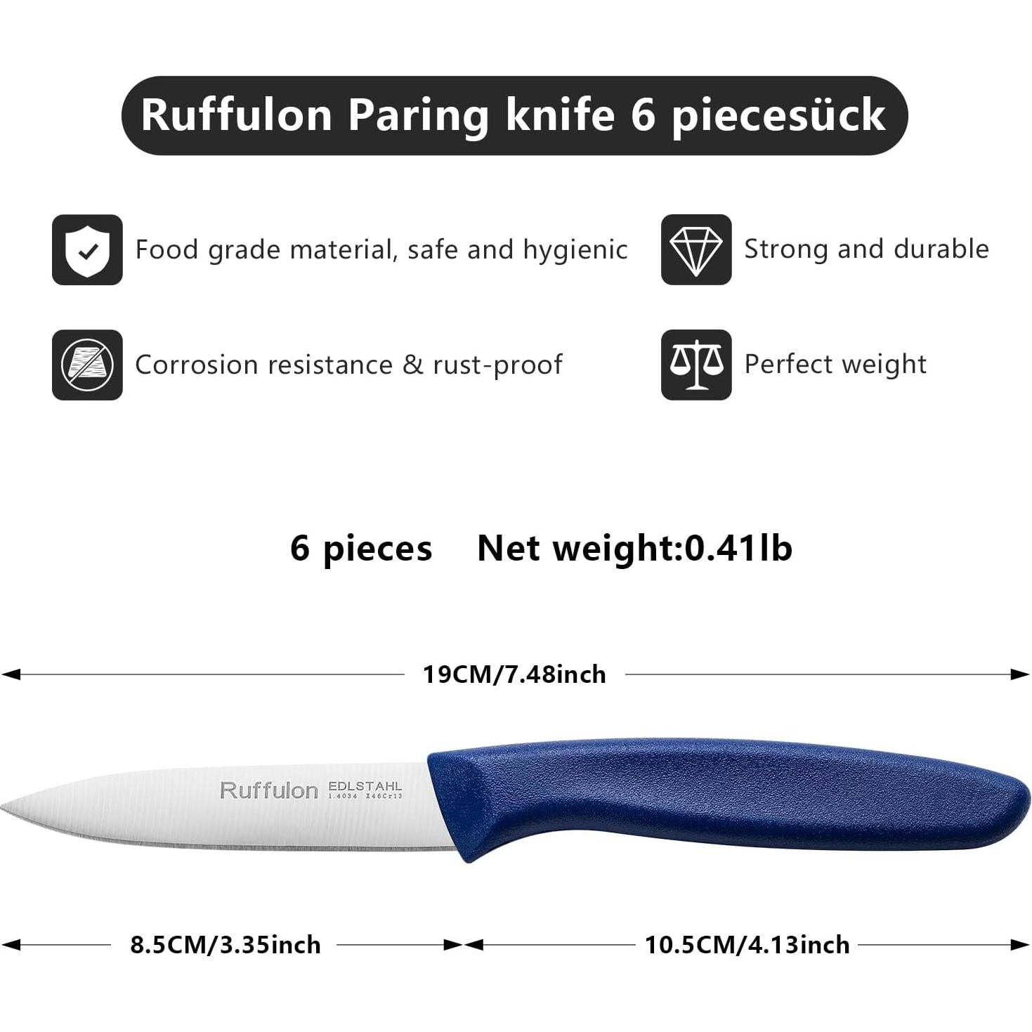 Juego de cuchillos de pelar Ruffulon 6 piezas acero inoxidable