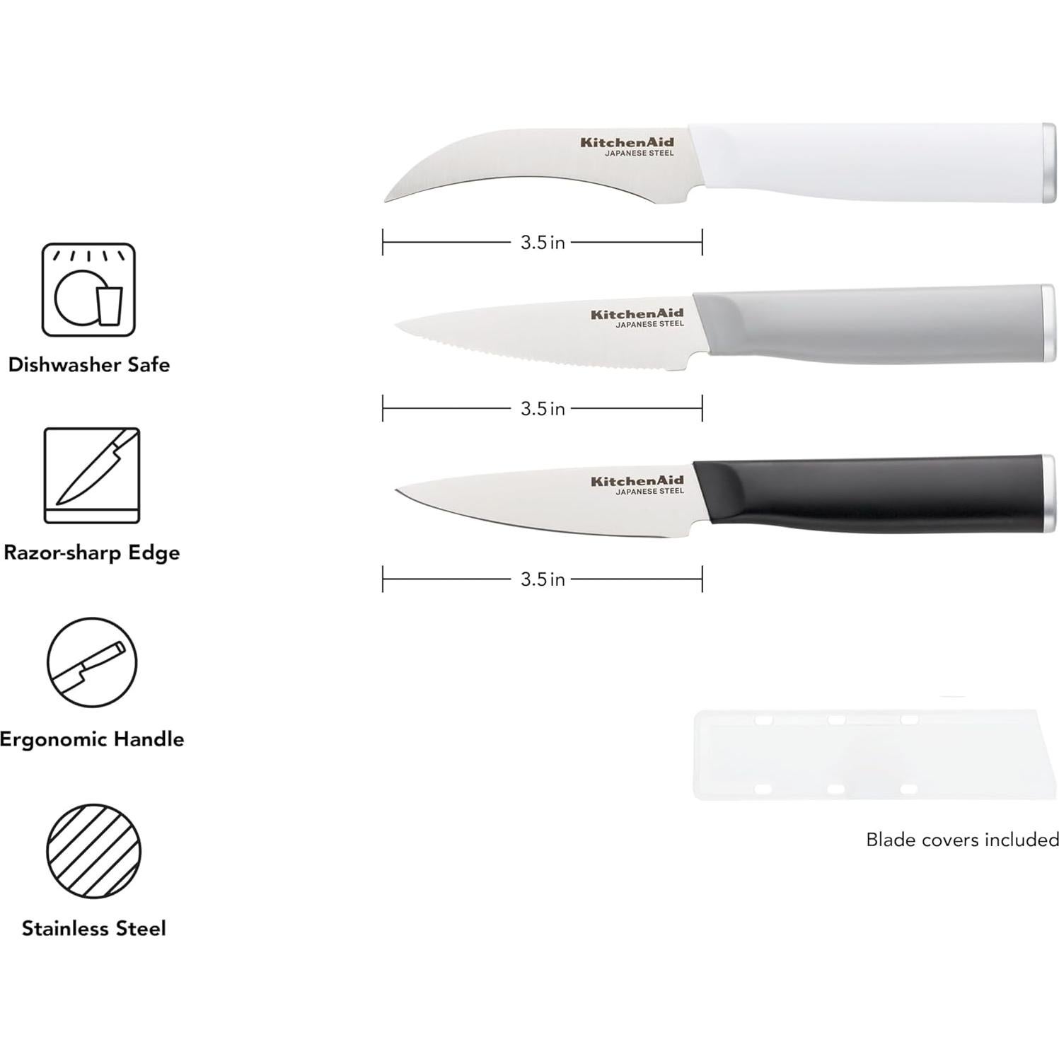 Juego de Cuchillos de Pelar KitchenAid 3 Piezas Acero Inoxidable