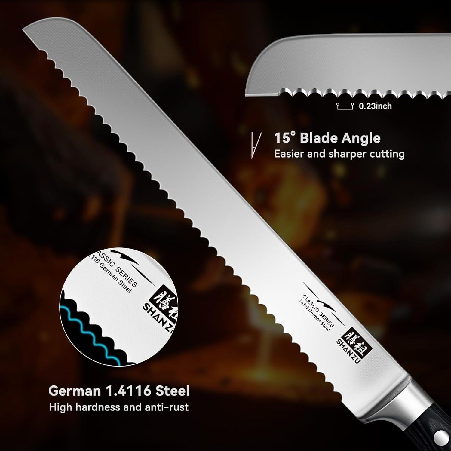 Cuchillo de Pan SHAN ZU 25.4 cm Acero Inoxidable 1.4116