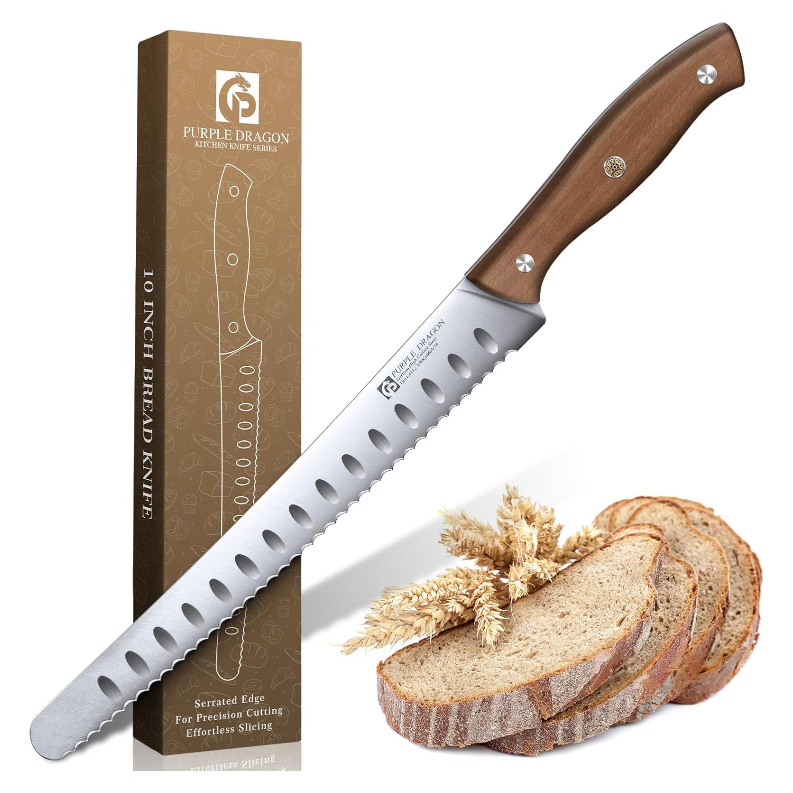 Cuchillo de Pan Dragón Púrpura 36.96 cm Acero Carbono Serrado