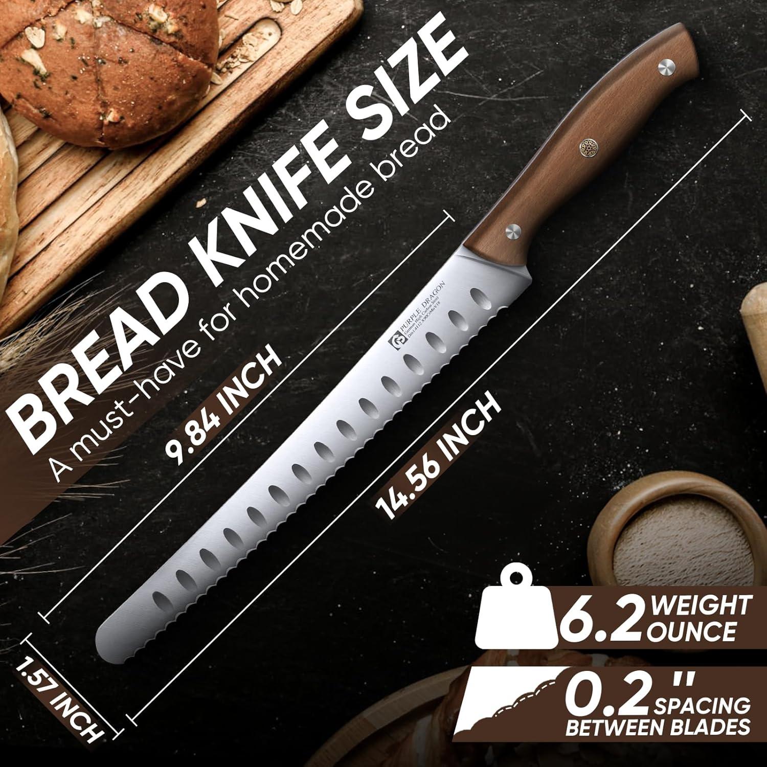 Cuchillo de Pan Dragón Púrpura 36.96 cm Acero Carbono Serrado