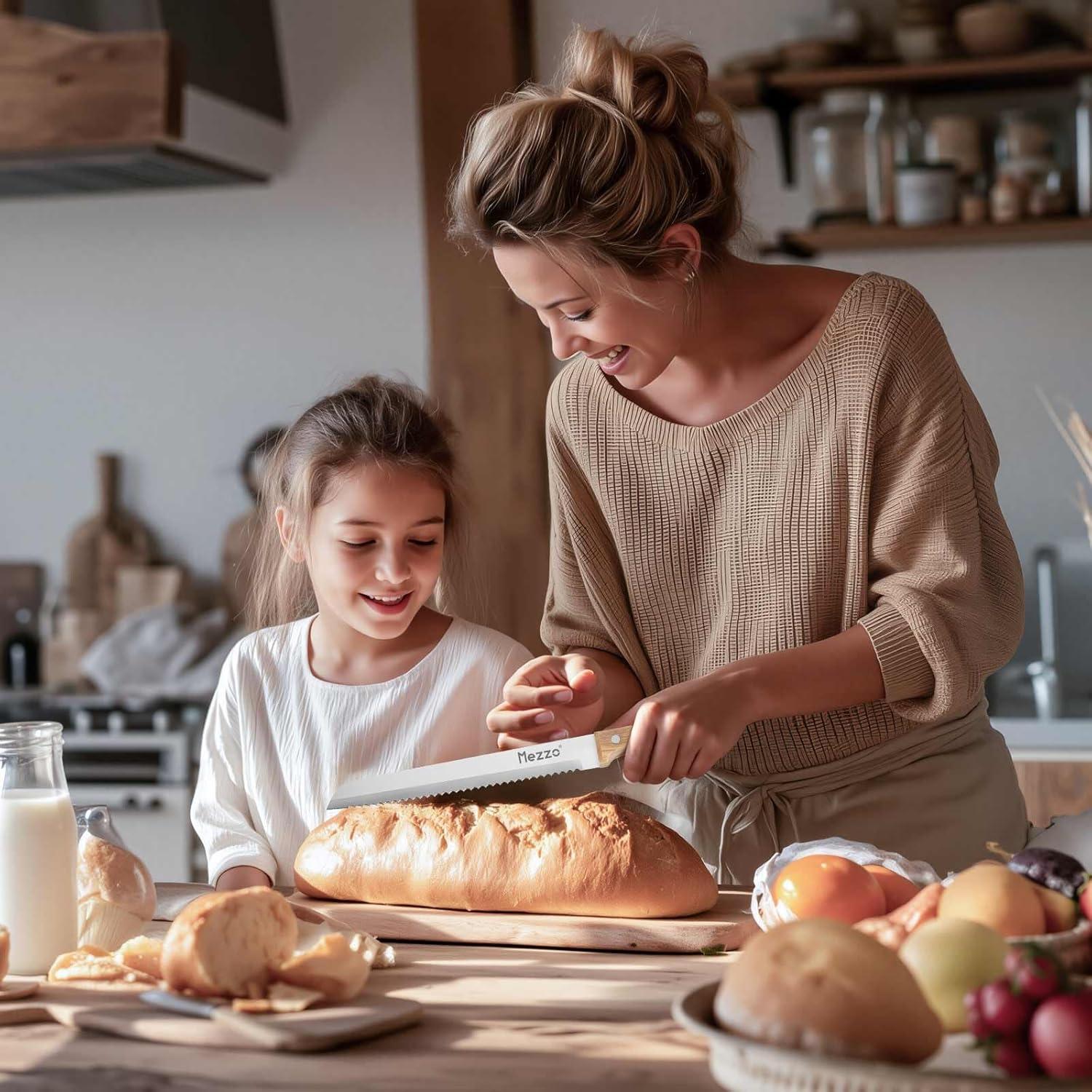 Cuchillo de Pan Serrado Mezzo 20.32 cm Acero Alto Carbono