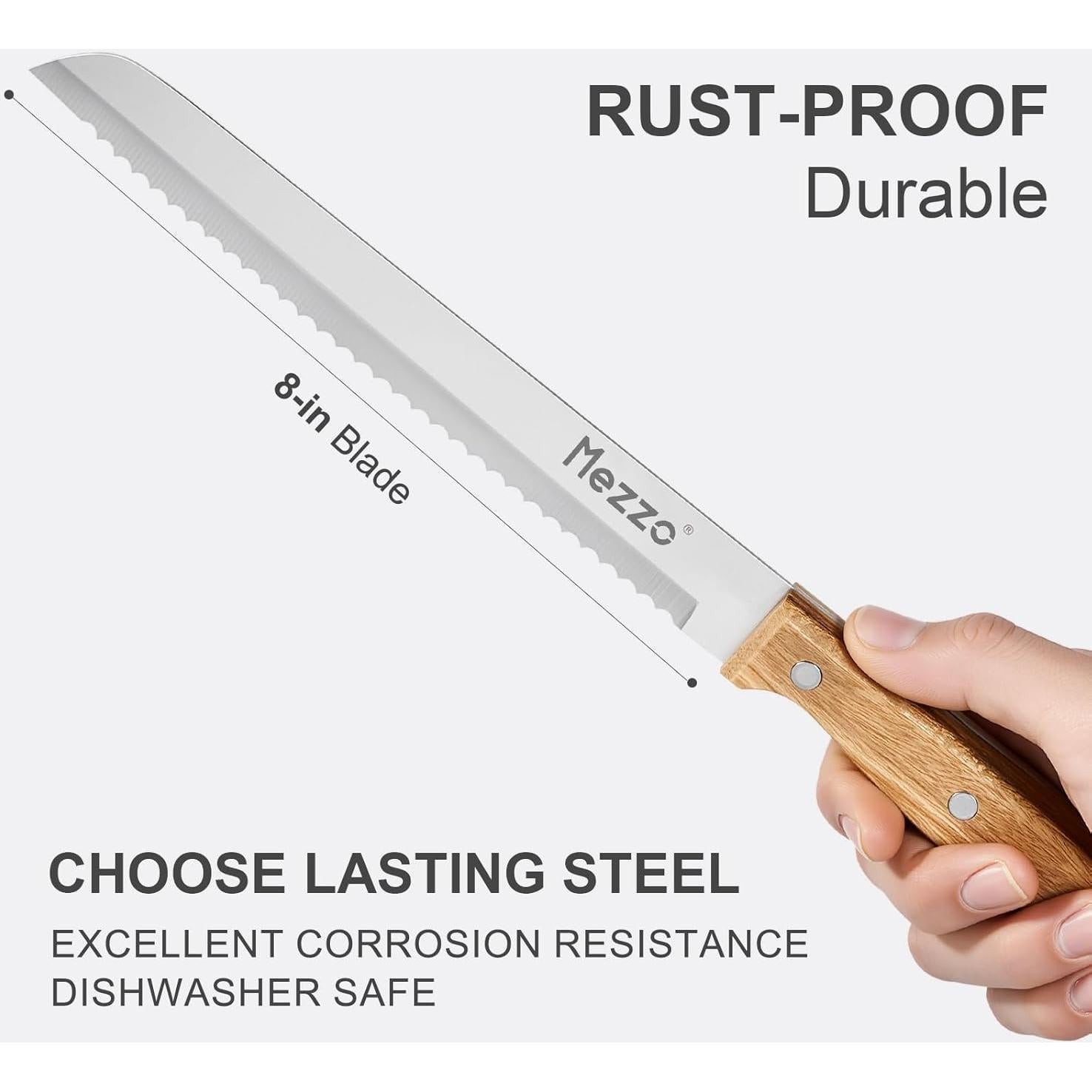 Cuchillo de Pan Serrado Mezzo 20.32 cm Acero Alto Carbono