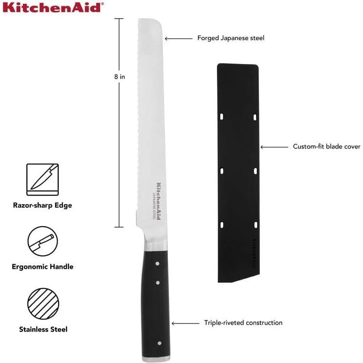 Cuchillo de Pan KitchenAid Forjado 12.7 cm Acero Inoxidable Negro
