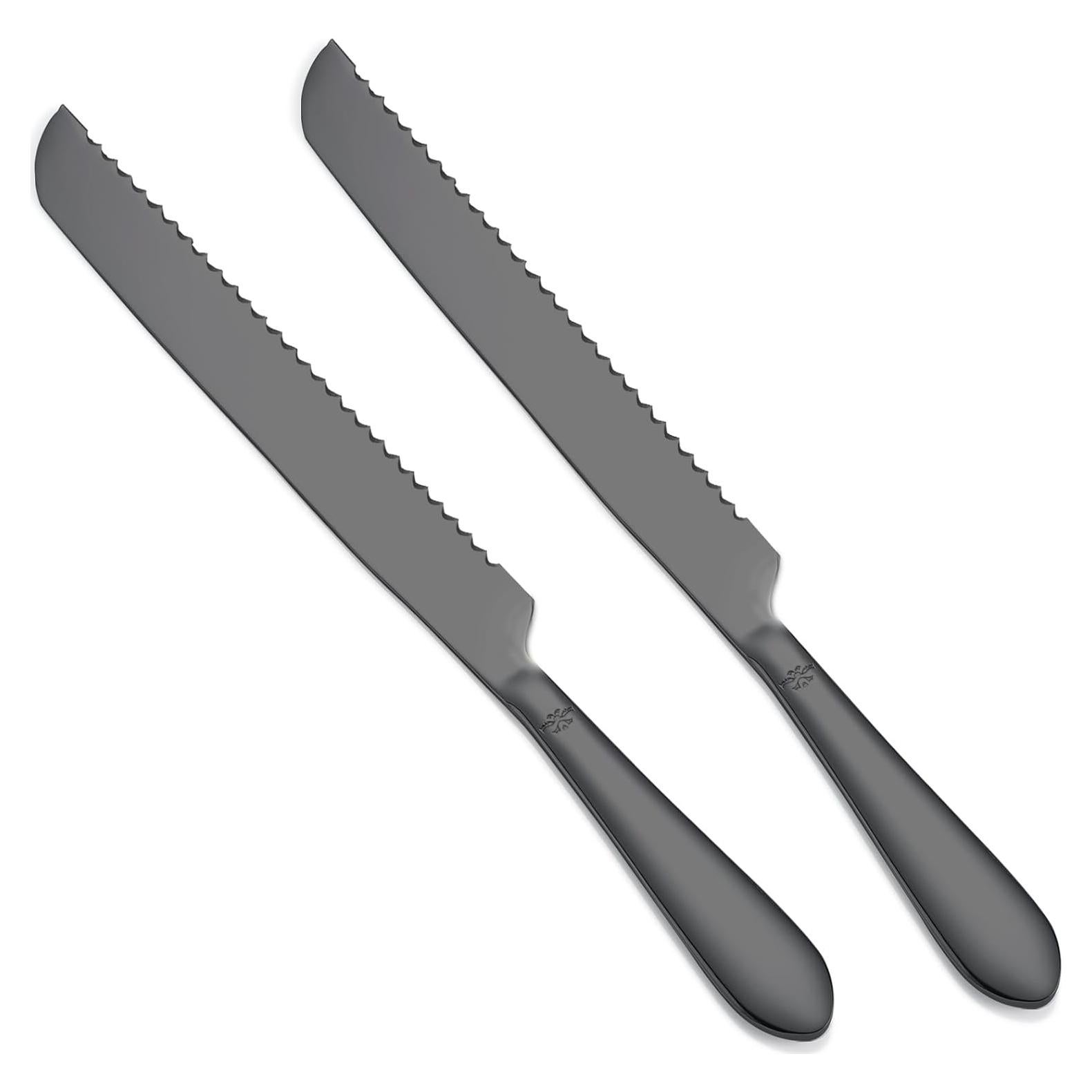 Cuchillo de Pan Eisinly 33cm Acero Inoxidable Serrado 2PCS Negro Mate