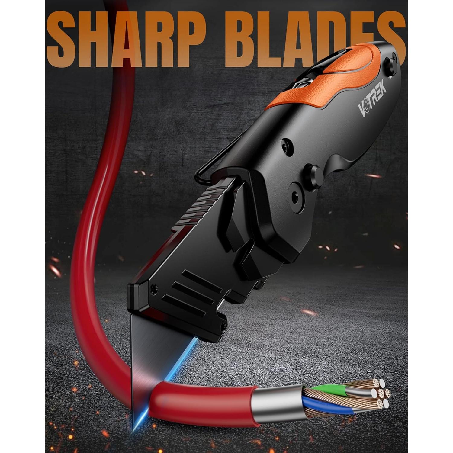 Cuchillo Utilitario Plegable VOTREK 4-en-1 con 10 Cuchillas SK5