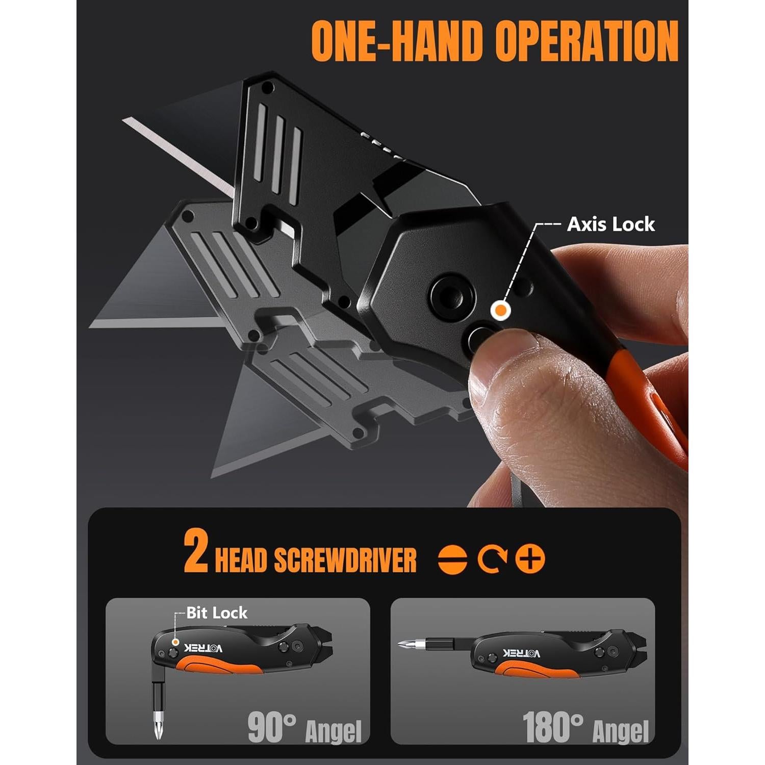 Cuchillo Utilitario Plegable VOTREK 4-en-1 con 10 Cuchillas SK5