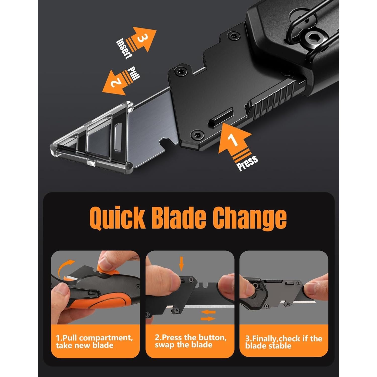 Cuchillo Utilitario Plegable VOTREK 4-en-1 con 10 Cuchillas SK5