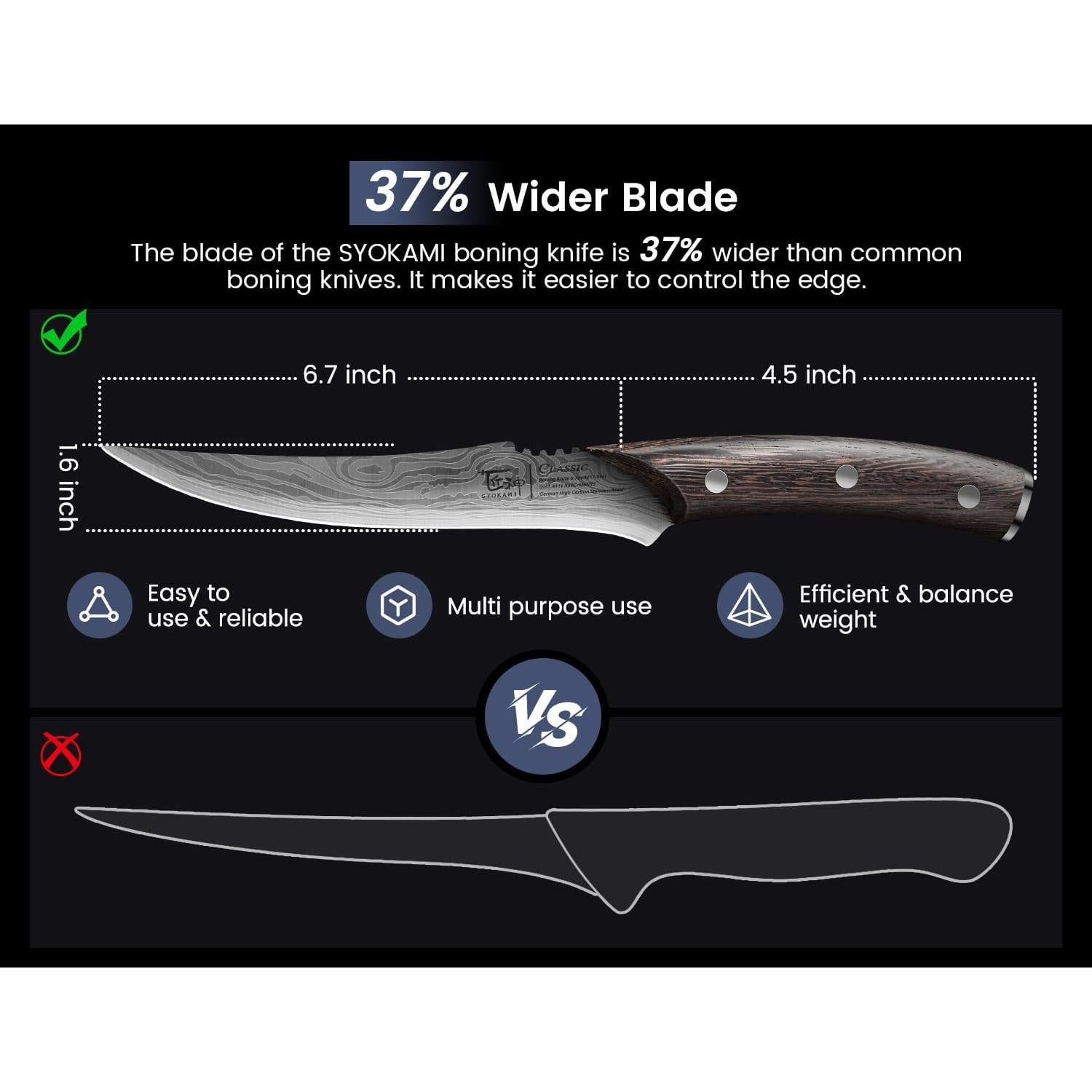 Cuchillo de Deshuesar SYOKAMI 17 cm Acero Carbono Mango Madera