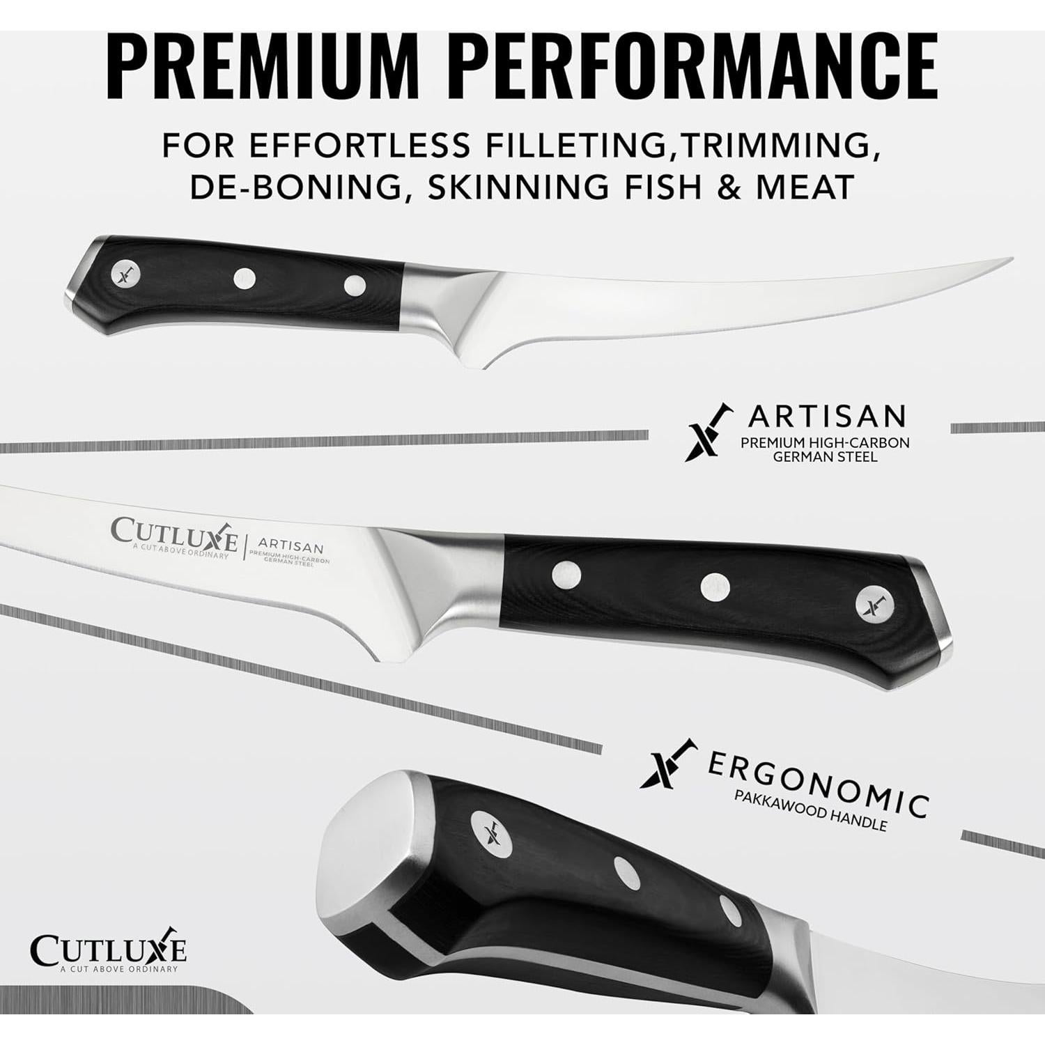 Cuchillo de Deshuesar Cutluxe 15 cm Acero Alemán Mango Pakkawood