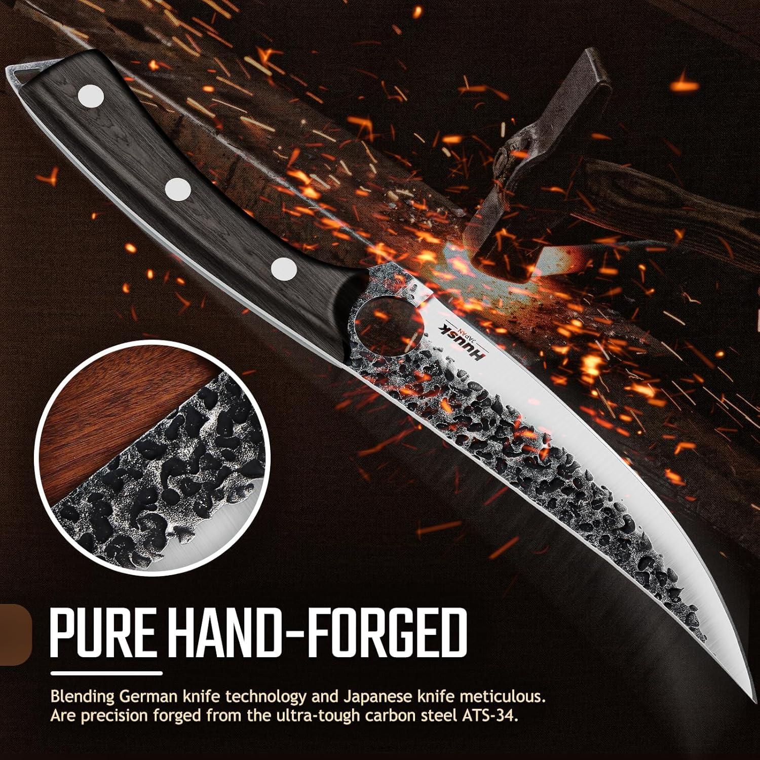 Cuchillo de Deshuesar Huusk 17.8 cm Acero Carbono Ébano