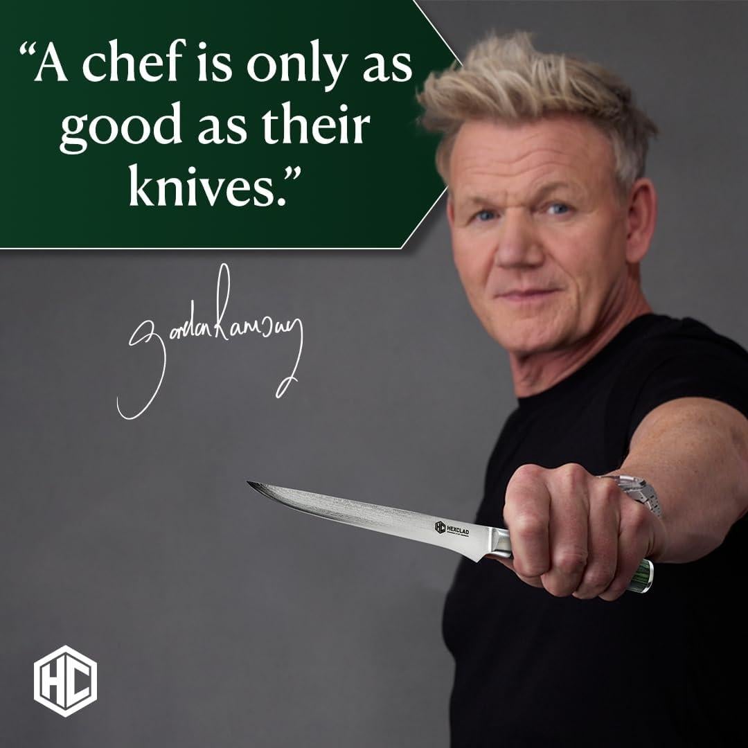 Cuchillo de Deshuesar HexClad 6" Acero Damasco Pakkawood