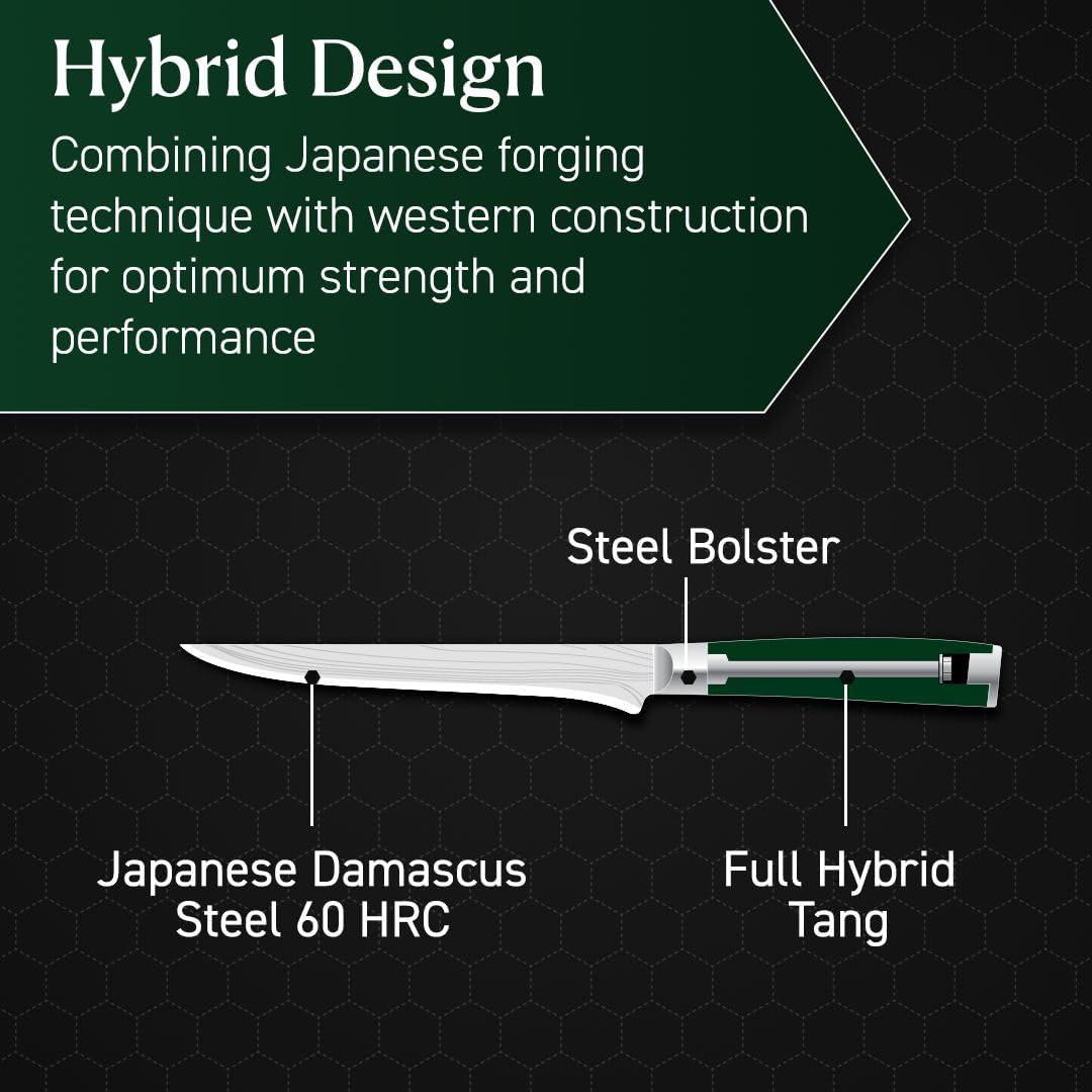 Cuchillo de Deshuesar HexClad 6" Acero Damasco Pakkawood