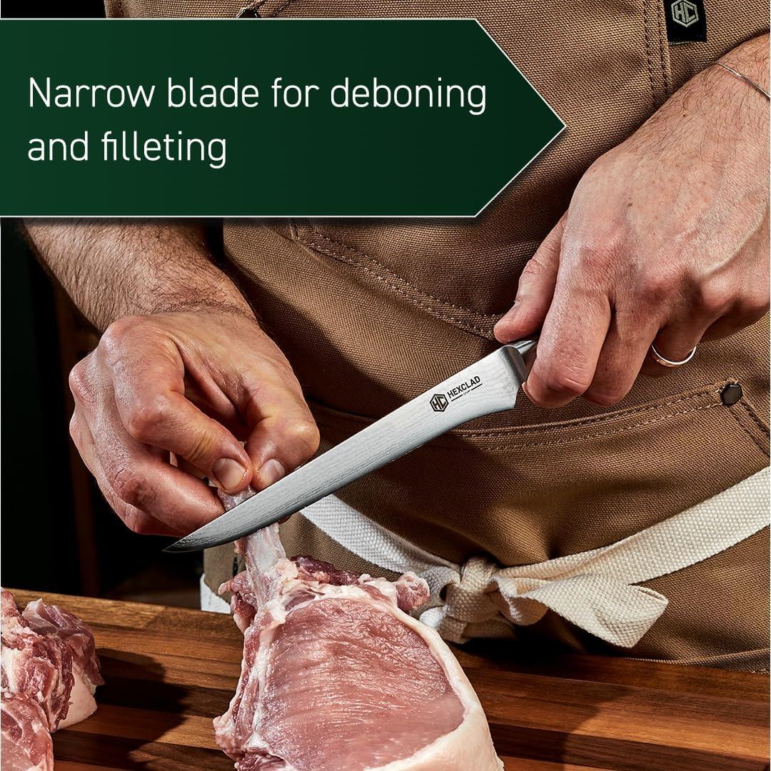 Cuchillo de Deshuesar HexClad 6" Acero Damasco Pakkawood