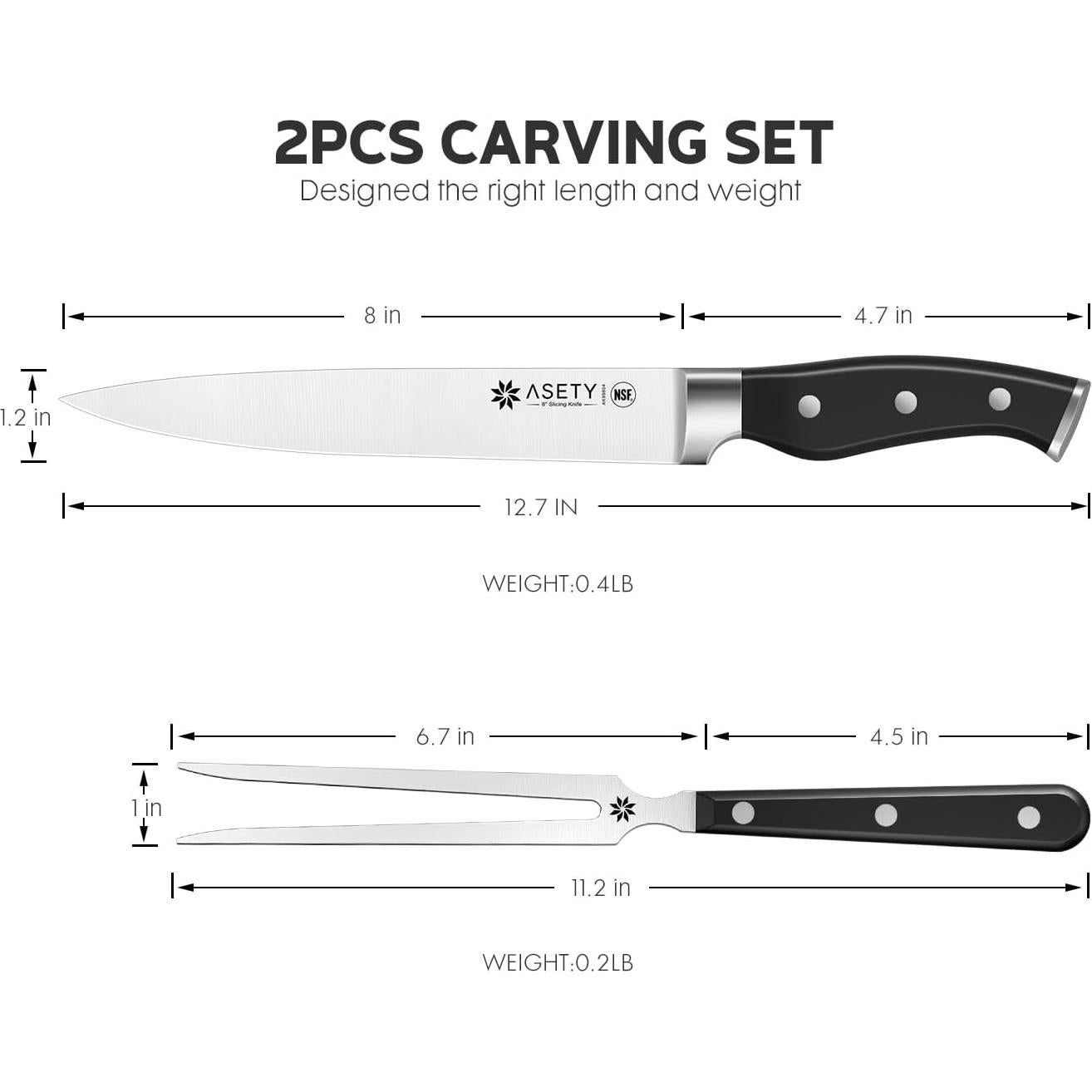 Juego de Cuchillos para Tallar ASETY 2 PCS Acero Inoxidable