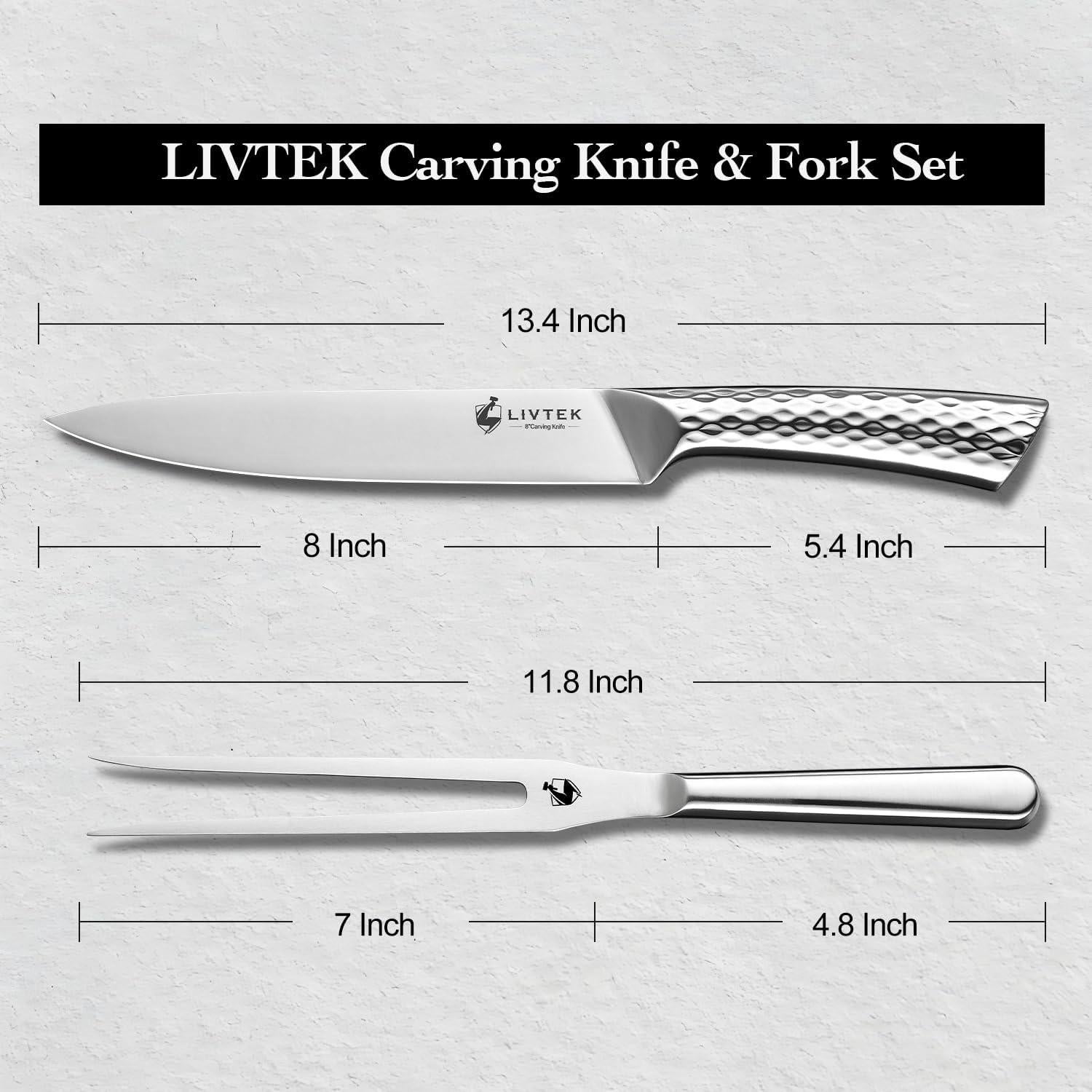 Conjunto de Cuchillo y Tenedor Livtek 20 cm Acero Inoxidable