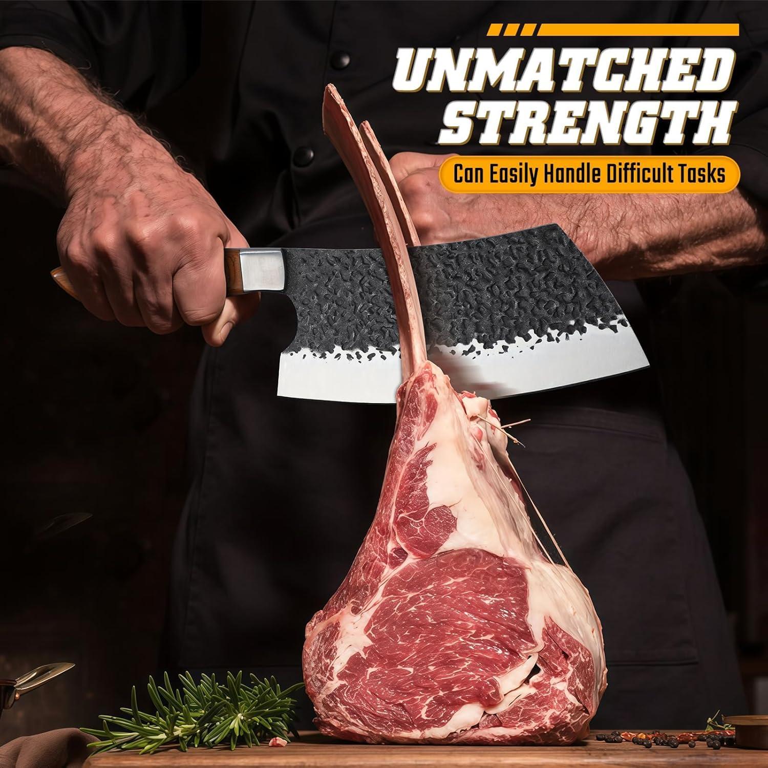 Cuchillo Cleaver Huusk 17.78 cm Acero Al Carbono para BBQ